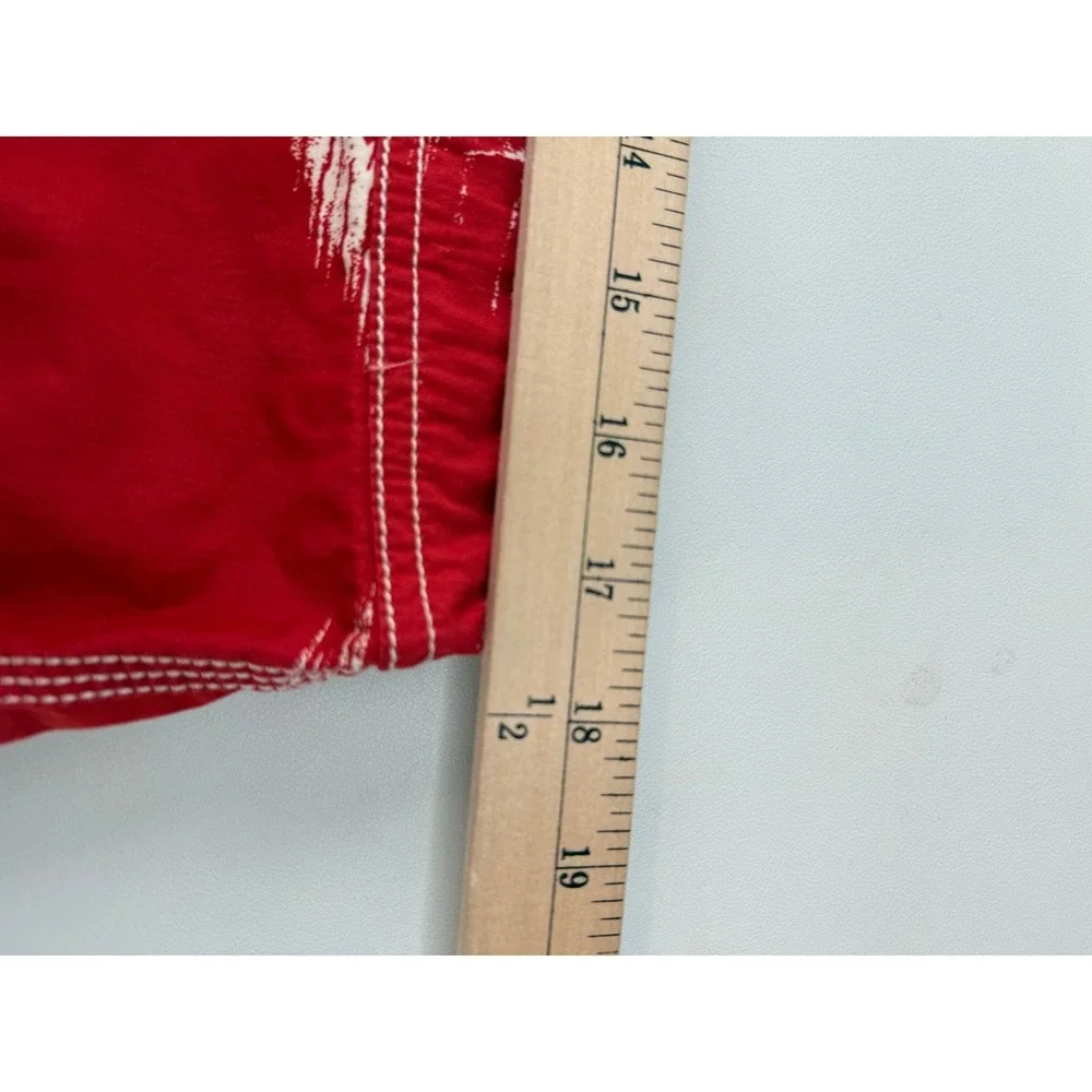 J. Crew Mens Red Hawaiian Islands‎ Cargo Board Shorts Swim Size 32